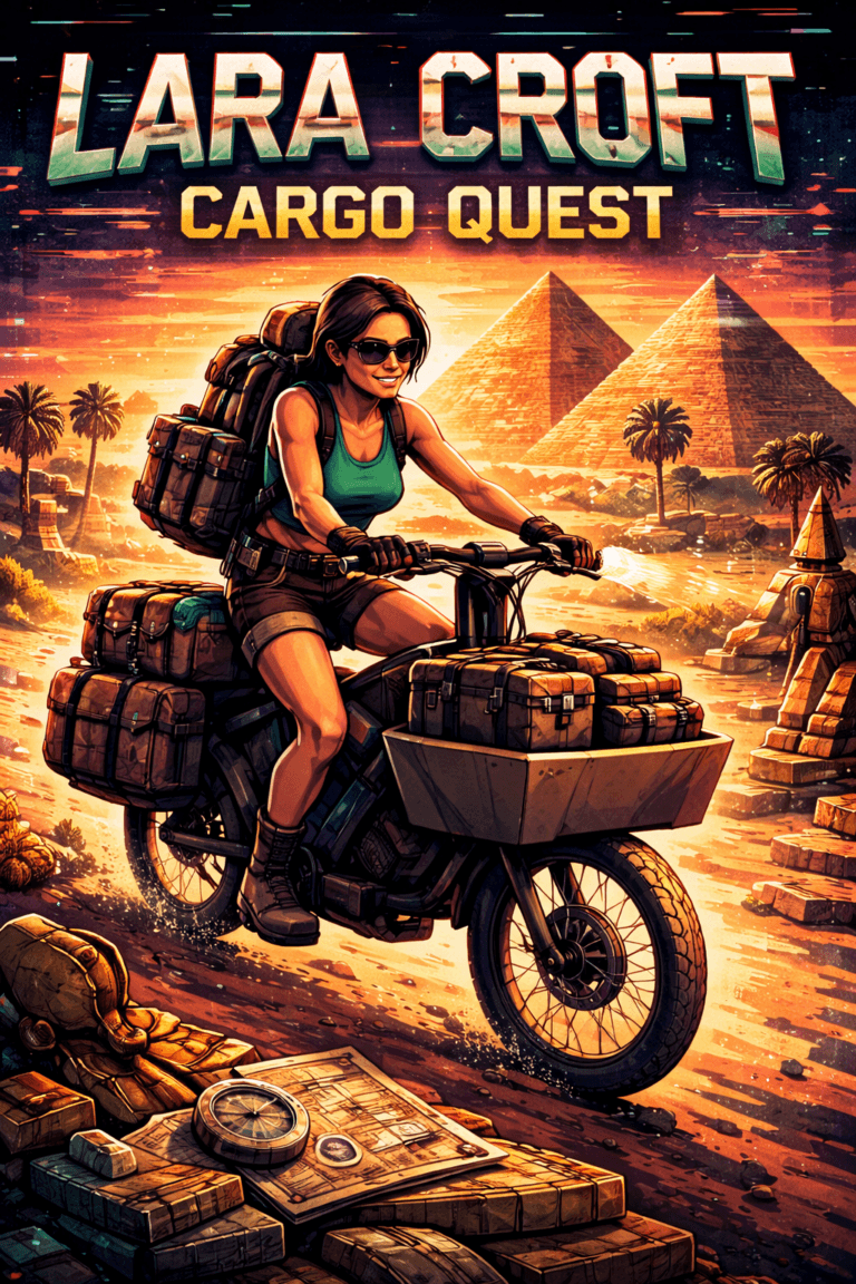 Lara Croft on Cargo E-Bike in NL